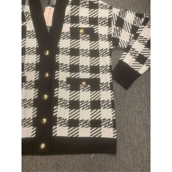 Philosophy Houndstooth Cardigan Sweater - Picture 3 of 11